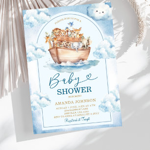 Faire-part de Baby Shower à l'aquarelle bleue de l