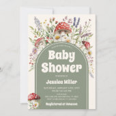 Faire-part de Baby Shower à l'aquarelle Champignon (Devant)