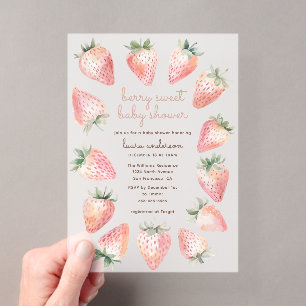 Faire-part de Baby Shower à l'aquarelle de fraises