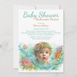 Faire-part de Baby Shower à l'aquarelle Rêves Sous