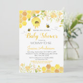 Faire-part de Baby Shower Abeille Bébé Garçon Fill (Debout devant)