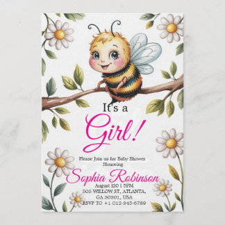 Faire-part de Baby Shower Abeille Mignonne & Margu
