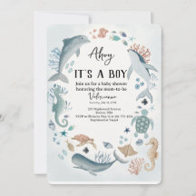 Faire-part de Baby Shower Ahoy Thème Nautique