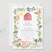 Faire-part de Baby Shower Animaux de la Ferme (Devant)