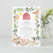 Faire-part de Baby Shower Animaux de la Ferme (Debout devant)