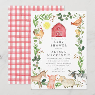 Faire-part de Baby Shower Animaux de la Ferme