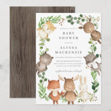 Faire-part de Baby Shower Animaux de la Forêt