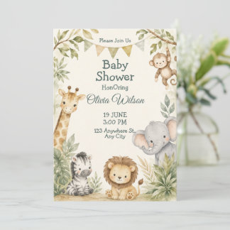 Faire-part de Baby Shower Animaux de la Jungle Mig