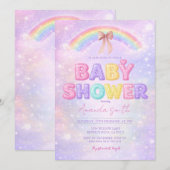 Faire-part de baby shower arc-en-ciel avec paillet (Devant / Derrière)