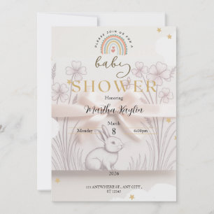 Faire-part de Baby Shower Arc-en-Ciel Pastel Perso