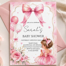 Faire-part de Baby Shower Arc-en-ciel Rose Aquarel