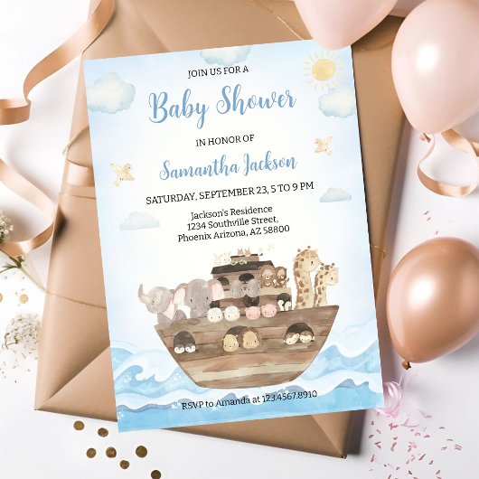 Faire-part de Baby Shower Arche de Noé