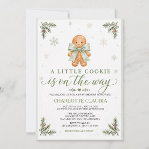 Faire-part de Baby Shower au pain d'épice vert sau