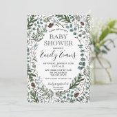 Faire-part de Baby Shower au thème Pin et Eucalypt (Debout devant)