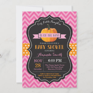 Faire-part de Baby Shower automnal Citrouille Chev