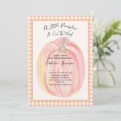 Faire-part de Baby Shower automnal Petit Citrouill (Debout devant)