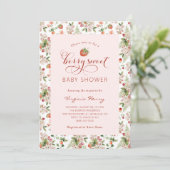 Faire-part de Baby Shower aux fraises (Debout devant)