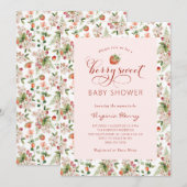 Faire-part de Baby Shower aux fraises (Devant / Derrière)