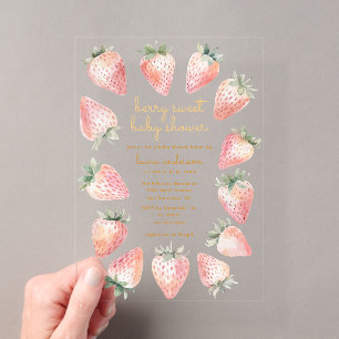 Faire-part de Baby Shower aux Fraises Sucrées Aqua