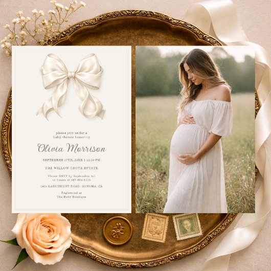 Faire-part de Baby Shower avec Arc Bow Neutre