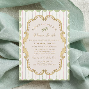 Faire-part de Baby Shower avec cadre botanique gra