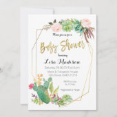 Faire-part de Baby Shower avec cadre géométrique d (Devant)