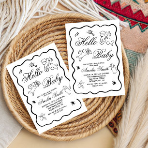 Faire-part de Baby Shower avec Cupidon et un gobel