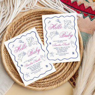 Faire-part de Baby Shower avec Cupidon et une tass