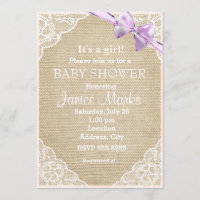 Faire-part de Baby Shower avec dentelle et toile d