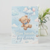 Faire-part de Baby shower avec jeu de prédictions (Debout devant)