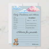 Faire-part de Baby shower avec jeu de prédictions (Dos)