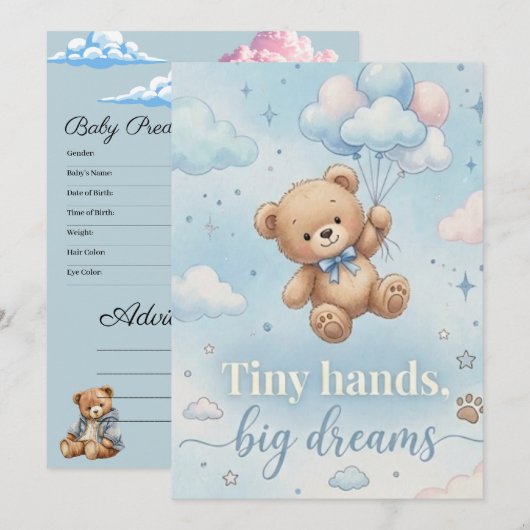 Faire-part de Baby shower avec jeu de prédictions (Devant / Derrière)