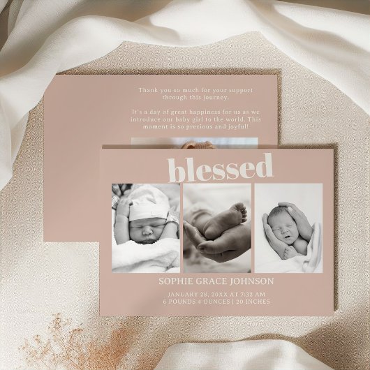 Faire-part de Baby Shower avec typographie en grès