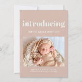 Faire-part de Baby Shower avec typographie en grès (Devant)