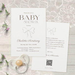 Faire-part de Baby Shower avec un Nœud en Aquarell