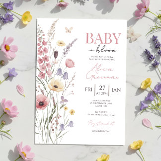 Faire-Part de Baby Shower Baby in Bloom Fleurs Sau