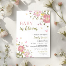 Faire-part de Baby Shower "Baby in Bloom Floral"