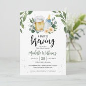 Faire-Part de Baby Shower Baby Is Brewing Greenery (Debout devant)