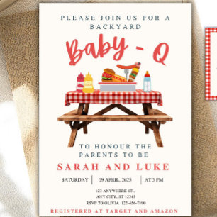 Faire-part de Baby Shower Baby-Q, BBQ dans la cour