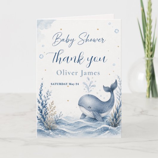 Faire-part de Baby Shower Baleine (Devant)