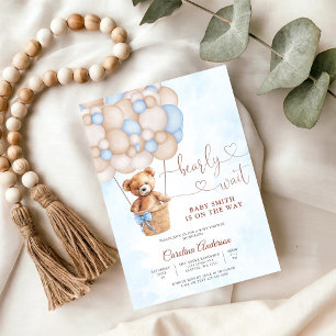 Faire-part de Baby Shower Ballon Ourson en peluche