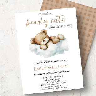 Faire-part de Baby Shower "Bearly Cute" Ourson N