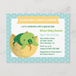 Faire-part de Baby Shower Bébé Tortue Mignonne dan