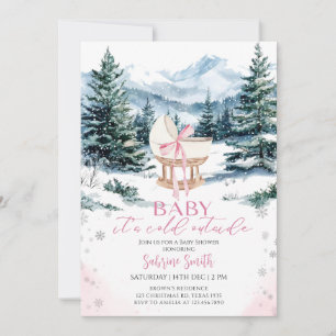 Faire-part de Baby Shower Berceau Rose Mignon Hive