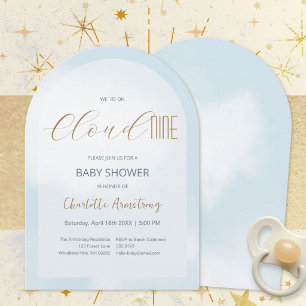 Faire-part de Baby Shower Bleu Céleste Cloud 9