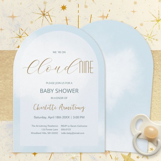 Faire-part de Baby Shower Bleu Céleste Cloud 9