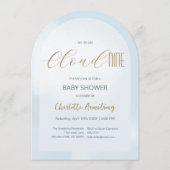 Faire-part de Baby Shower Bleu Céleste Cloud 9 (Devant)