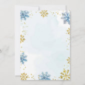 Faire-part de Baby Shower Bleu Hiver Boule à Neige (Dos)