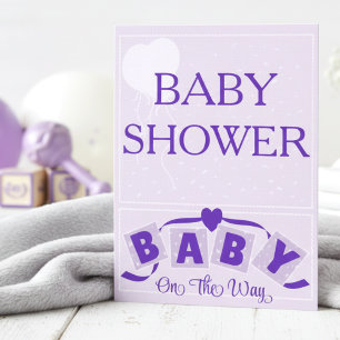Faire-part de Baby Shower Blocs Bleu Violet