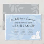 Faire-part de Baby Shower BLUE Baby Garden Deer De (Devant / Derrière)